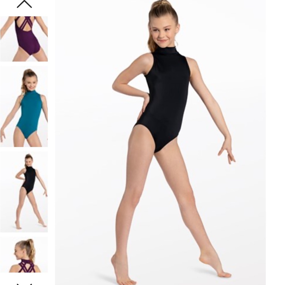 Balera Leotard New IC 7-8 Strappy Cross Back Leotard Mock Turtleneck